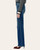 Side view of women's Bayeas high rise straight leg jeans