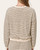 Back view of the Nicole Scalloped Trim Cardigan showing the narrow cream and mocha stripes.