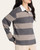 Side view of the relaxed fit Thread and Supply Pierce striped pullover top showcasing the white button-down collar.
