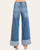 Back view showing the flattering mid-rise fit of the Petra wide leg cuffed denim at our Roscoe SD boutique.