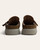 Rear heel view of a pair of Corkys Tardy Mules in tobacco brown faux suede.