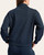 Back view of the teal and navy scuba pullover showing the comfortable athleisure fabric drape