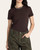 Front view of the short sleeve Thread and Supply Annie Tee in coffee bean styled for early fall.
