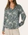 Front view of the Floral Satin Button Down Blouse featuring a button front closure and classic fold-down collar.