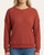 Front view of the rust Raw Edge Thermal Pullover featuring a rounded neckline, raw edge seams, and a lightweight waffle texture.