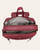 Alora Convertible Backpack - Wine opened from above, showing two main compartments, printed lining and an interior zip pocket.