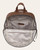 Interior view of the chocolate brown Gemma Convertible Backpack showing spacious main compartment with zip pocket and printed lining.