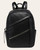 Front view of the black Gemma Convertible Backpack showing diagonal zip pockets and side pockets.