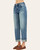 Angled front view of Risen Slouchy Boyfried Jeans (Paige) with faded thighs, light distressing and cuffed hems.

