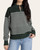 Front view of the Thread & Supply Russell Sweater in pine with white horizontal stripes and a quarter zip mock neck.