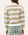 Back view of the Nadine Striped Polo Sweater, showing horizontal yellow, pink and green stripes across the ivory knit.
