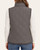 Back view of the Reversible Quilted Sherpa Vest - Grey Brown on a model, showing diamond quilting, a mock collar and rope-detail trim.