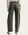 Back view of JBD Dark Olive Stretch Barrel Jeans, showing two patch pockets, belt loops and the barrel leg shape.