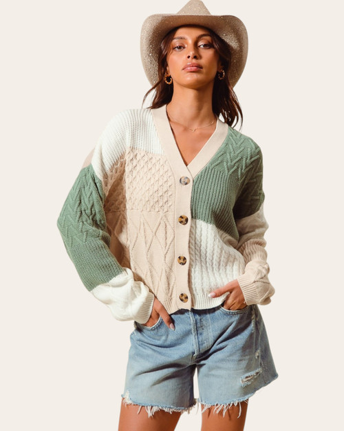Women's Color Block Cardigan – Carla Knit | Trendy Threads