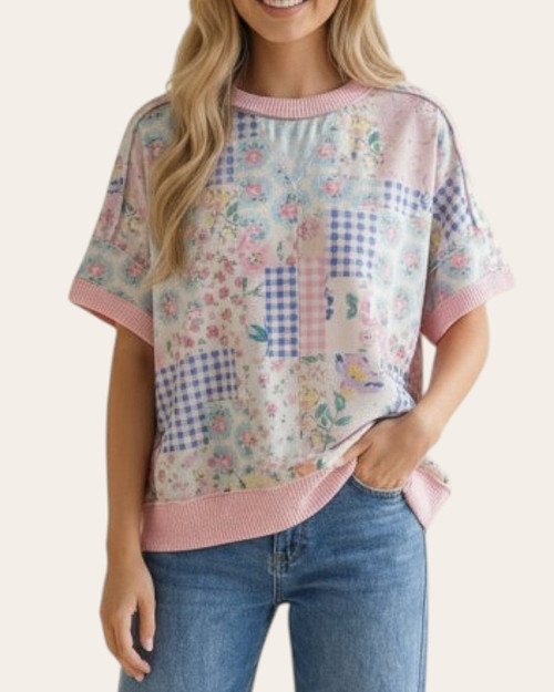 Pastel Floral Patchwork Top | Trendy Threads Roscoe, SD Boutique