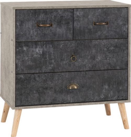 Nordic 4 Drawer Chest Concrete Effect/Charcoal