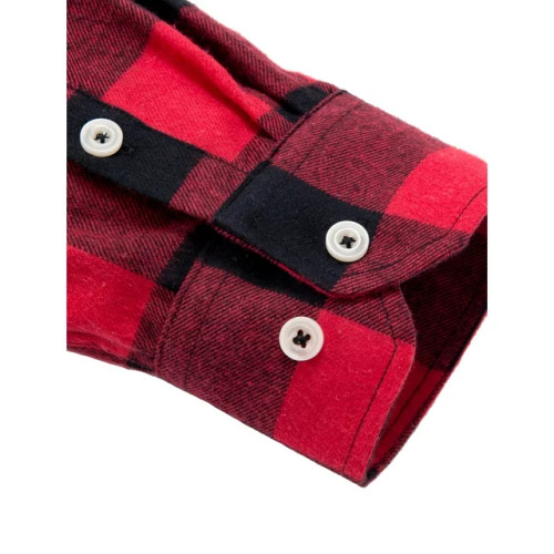 Alimens & Gentle Men's Red Plaid Flannel Shirt: Casual Button-Down, Regular Fit