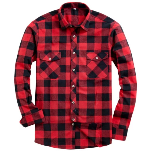 Alimens & Gentle Men's Red Plaid Flannel Shirt: Casual Button-Down, Regular Fit
