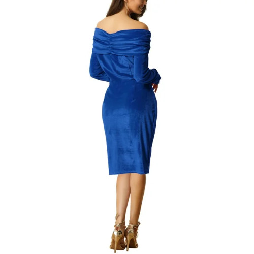 Unique Bargains Women's One Shoulder Ruched Bodycon Cocktail Mini Dress