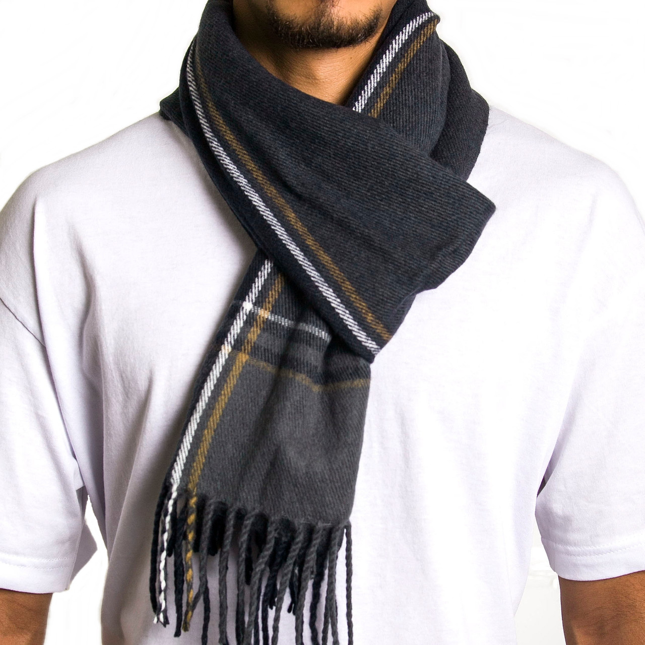 Hammer Anvil Men's Plaid Striped Winter Scarf