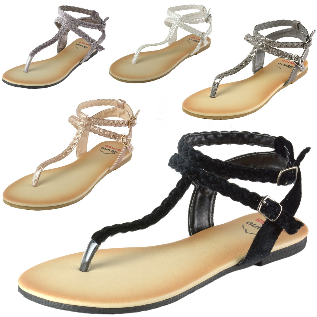 Alpine Swiss Womens Double Strap Slide Sandals EVA Sole Flat Comfort Shoes