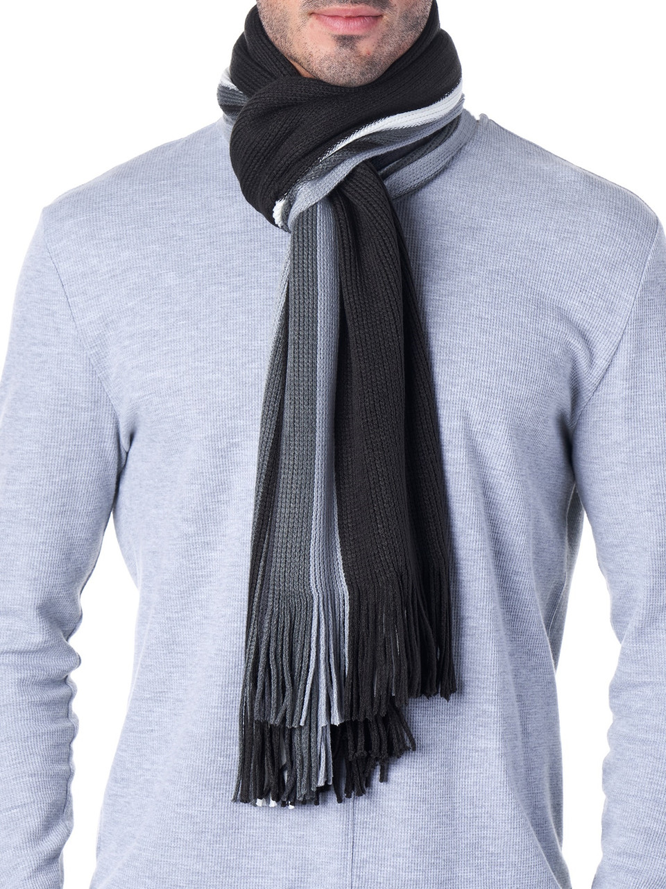 Weave Patterned Black Men's Cashmere Scarf