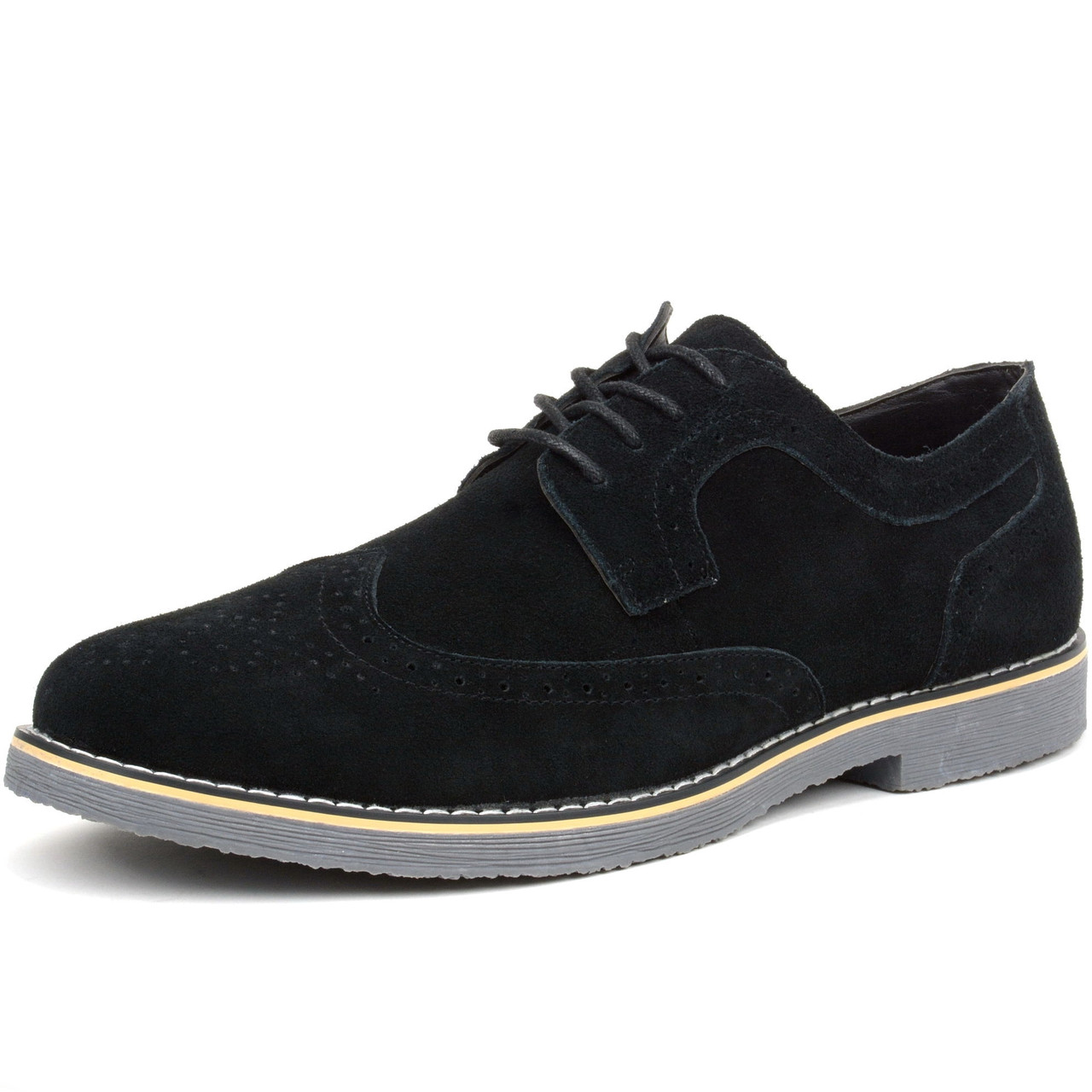 Men's Suede Lace Up Dress Shoes,Classic Hand Stitching Retro Sue 並行輸入品 | Men\u0027s Suede Casual Dress Shoes Lace-up Full Grain