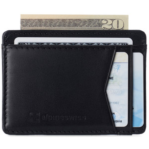 Alpine Swiss Mens RFID Safe Front Pocket Wallet Smooth Leather Slim Card Holder Alpine Swiss Mens RFID Safe Front Pocket Wallet Smooth Leather Slim Card Holder