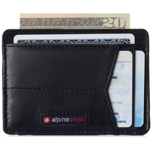 Alpine Swiss Men RFID Safe Minimalist Front Pocket Wallet Small Slim Card Holder Alpine Swiss Men RFID Safe Minimalist Front Pocket Wallet Small Slim Card Holder