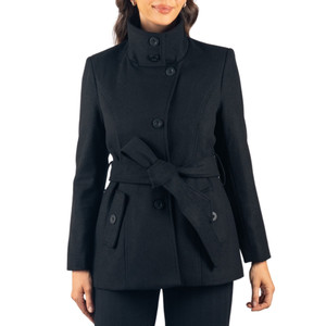 Alpine Swiss Bella Womens Belted Blazer Button Up Wool Coat Funnel Neck Jacket Alpine Swiss Bella Womens Belted Blazer Button Up Wool Coat Funnel Neck Jacket