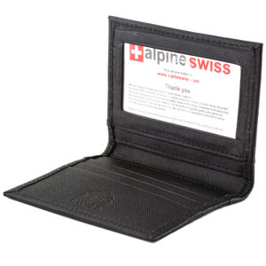 Alpine Swiss Thin Front Pocket Wallet Business Card Case 2 ID Window 6 Card Slot Alpine Swiss Thin Front Pocket Wallet Business Card Case 2 ID Window 6 Card Slot