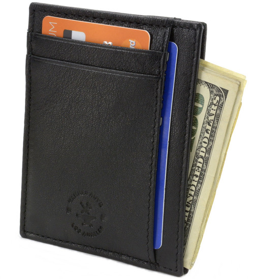 Men's Slim Front Pocket Wallet - RFID Blocking, Thin Minimalist Bifold  Design (Black)