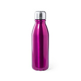 A drink bottle in a vibrant pink hue with a stainless steel cap and a sleek, smooth design.