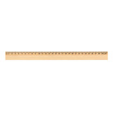 A 30cm wooden ruler with a natural finish and measurement markings along its length, featuring a logo.