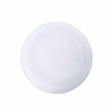 A round, white plate with a smooth surface and a subtle rim, featuring a logo. A round, white plate with a smooth surface and a subtle rim, featuring a logo.