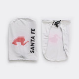 A white car mirror cover featuring a design with red elements and a logo, suitable for SUVs.