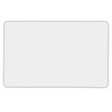 A rectangular magnet with rounded corners, featuring a plain white surface.