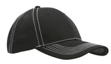 A black cap featuring a hi-tech mesh back and contrasting white stitching. It has a logo on the front. A black cap featuring a hi-tech mesh back and contrasting white stitching. It has a logo on the front.