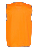 An orange Hi-Vis safety vest with reflective trimming, featuring no front design or logos. An orange Hi-Vis safety vest with reflective trimming, featuring no front design or logos.