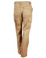Lightweight semi-fitted Cordura work pants in beige, featuring multiple pockets and a logo. Rear view displayed.