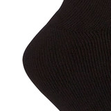 A pair of black bamboo work socks, featuring a ribbed texture and an invisible logo. A pair of black bamboo work socks, featuring a ribbed texture and an invisible logo.