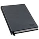 A5 PU hard cover diary in black with PUR binding, featuring a sleek design and a logo on the cover.