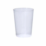 A clear plastic cup with a simple design, featuring a smooth surface and no embellishments.