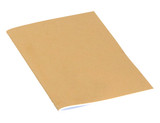 A kraft A5 notebook with ruled pages and a plain brown cover, featuring a logo on the front.