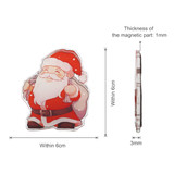 Acrylic magnetic clip in the shape of a smiling Santa Claus, predominantly red and white, measuring 6cm wide.