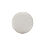 A white frisbee with a smooth surface and a subtle rim design, featuring a logo in the centre.
