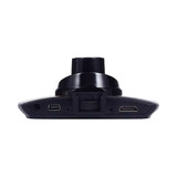 A black Simona Dash Cam featuring various ports on the bottom, with a compact design and a mounting attachment.