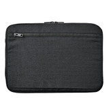 A black laptop sleeve with a zippered compartment, designed to hold a 16-inch laptop.