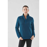A women's thermal 1/4 zip pullover in deep teal, featuring a quilted design and a logo on the chest.