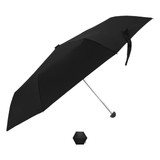 A black Paraflex umbrella with a silver handle and a compact design. It features a logo on the fabric.